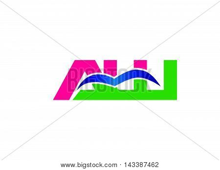 AW company linked letter logo design template