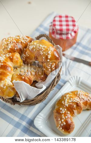freshyl baked sweet pastry, home made croissant