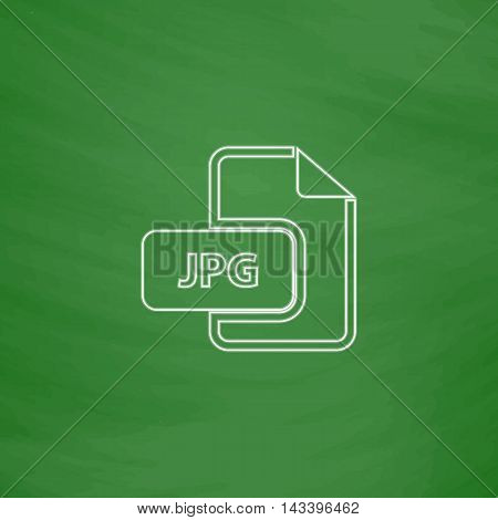 JPG Outline vector icon. Imitation draw with white chalk on green chalkboard. Flat Pictogram and School board background. Illustration symbol