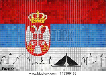 Flag of Serbia with Belgrade motive inside - Illustration
Serbian flag with emblem,
Abstract Mosaic Flag of Serbia