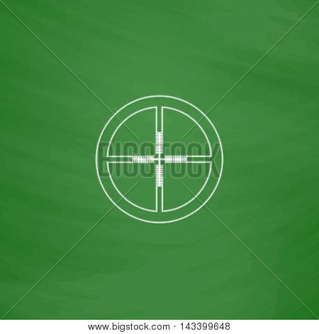 Crosshair Outline vector icon. Imitation draw with white chalk on green chalkboard. Flat Pictogram and School board background. Illustration symbol