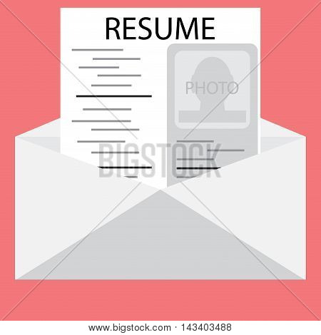 Templates resume in an envelope. Invite to job interview job opportunity vector illustration