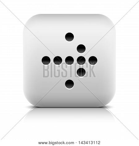 Web icon with digital arrow sign. Rounded square button with gray reflection and black shadow on white background. Series in a stone style. Graphic vector illustration internet design element in 8 eps