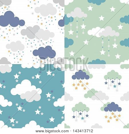 Scandinavian seamless kids pattern. Newborn seamless patterns. Kids background. Textile background. Wrapping texture. Stock vector.