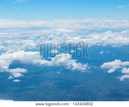Photos from the clouds in the skyView from window plane .
