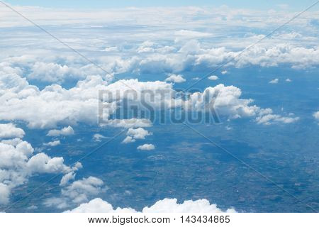 Photos from the clouds in the skyView from window plane .