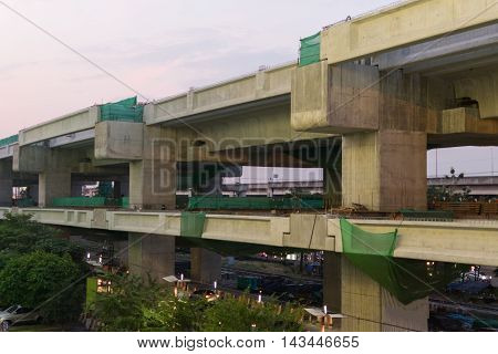 Construction Site Of Sky Train Redline Bangsue-rangsit