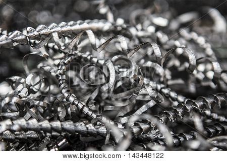 Pile of metal swarf from a CNC machine