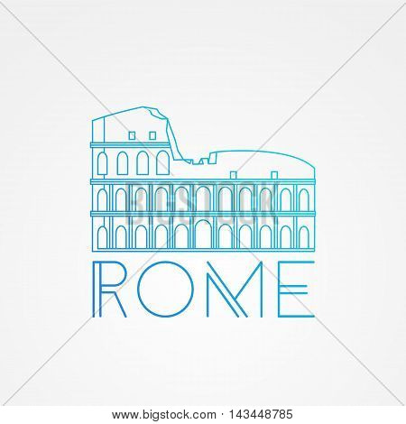 Vector one line minimalist icon of Coliseum. Rome. Italy. linear style.