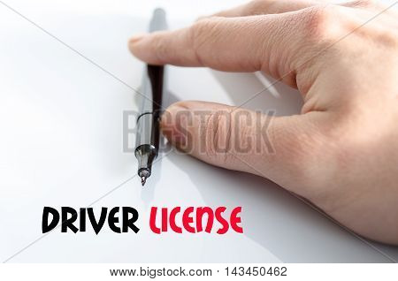 Driver license text concept isolated over white background
