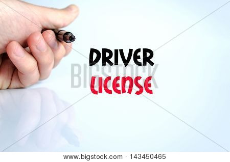 Driver license text concept isolated over white background