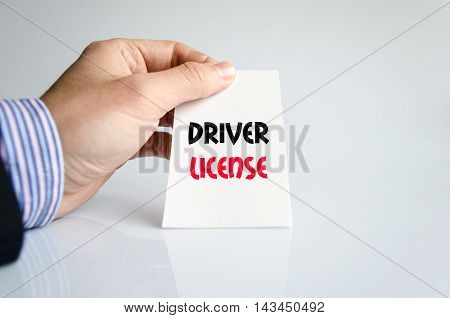 Driver license text concept isolated over white background