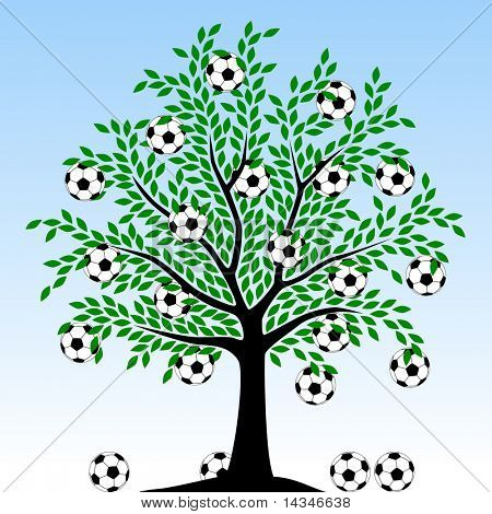 축구 과일 나무의 편집 가능한 벡터 일러스트 레이 션
