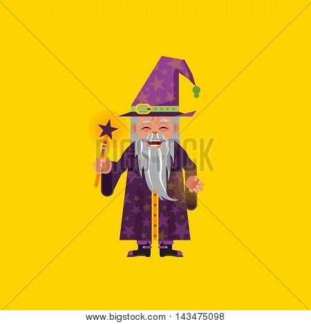 Stock vector illustration a magician character for halloween in a flat style