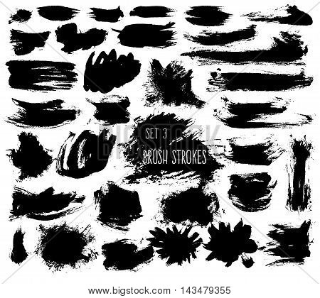 Set of messy brushstrokes painted on white background. Ragged and chaotic hand-drawn elements.