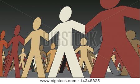 Illustration de vecteur editable des lignes des hommes de papier