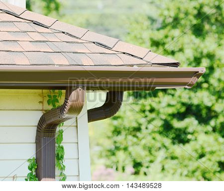 closeup water Downspout on the house roof