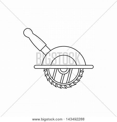 Circular saw icon in outline style isolated on white background