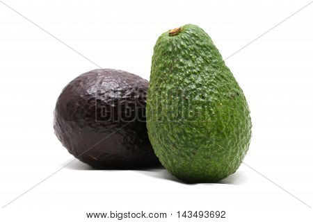 Avocado ript and greed isolated on white background