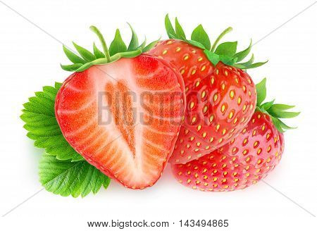 Isolated Cut Strawberries