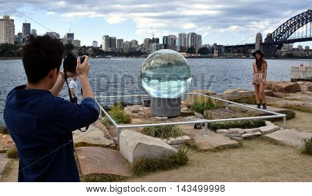 Sydney, Australia - Aug 19, 2016. Sculpture at Barangaroo. Free temporary exhibition transforms Barangaroo Reserve into an open-air sculpture park to capture the imagination of the visitors.