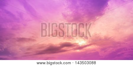 Image Of Sky On Evening Time With Purple Tone .