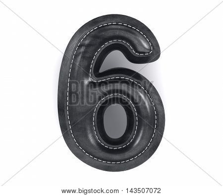 Leather Black Texture Letter Digit Number Six 6