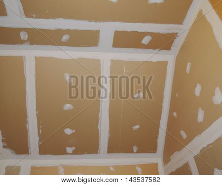 close up gypsum board ceiling of house
