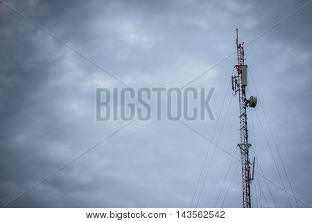 pole radar with dark clound at eveningbackground