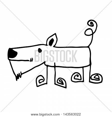 Doodle dog icon hand draw illustration design and drawing by Jaidee Family Style