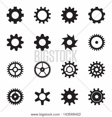 Cogwheel icon set isolated on a white background. Vector illustration