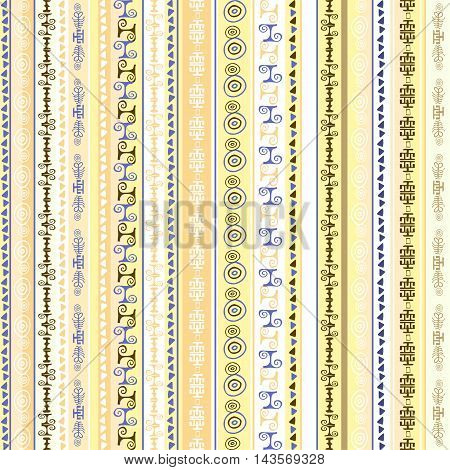 Colorful ethnic seamless pattern design with strips. Vector illustration. African motive background