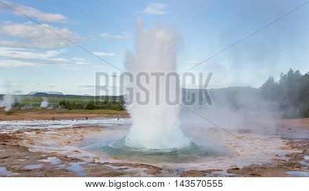 Strokkur Eruption In The Geysir Area, Iceland