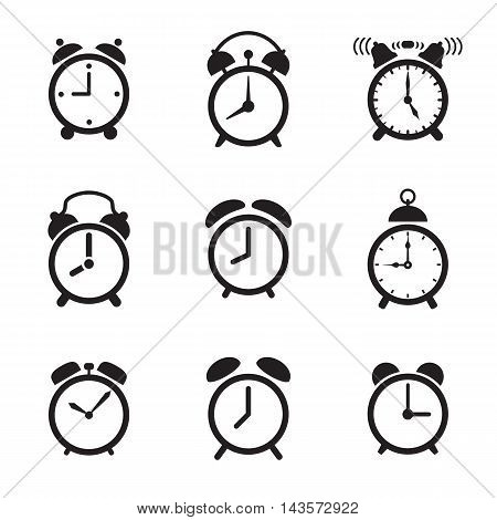 Alarm clock icons isolated on a white background. Vector illustration