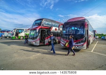Menumbok,Sabah-Aug 19,2016:View of Menumbok bus terminal located at Menumbok,Sabah.People used to take bus from Kota Kinabalu to Menumbok,Sabah then ferry to Labuan island to enjoy tax free shopping.