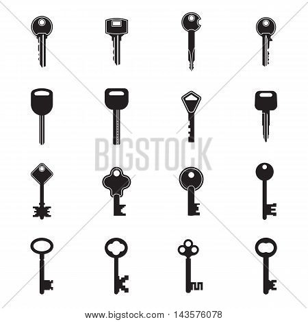 Key icons isolated on a white background. Vector illustration