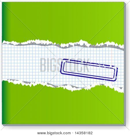 Folha copybook danificada. Ilustração vetorial.