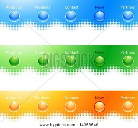 Glossy bars and buttons. Vector illustration.
