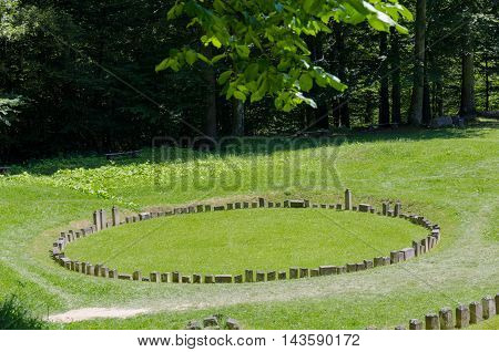 Ruins of Dacian fortress Sarmisegetusa Regia .