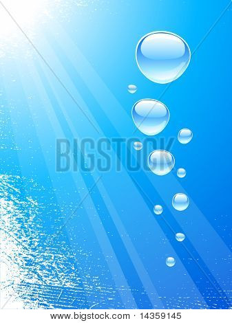 Blaues Wasser mit Blasen. Vektor-Illustration.