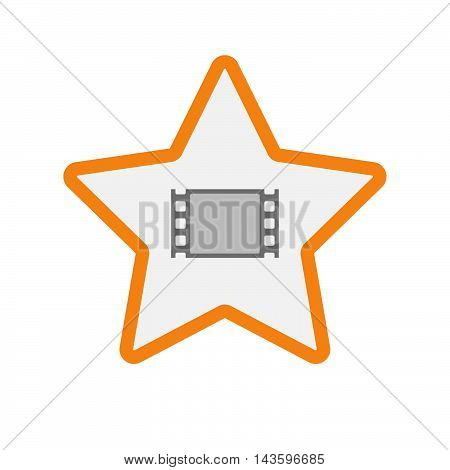 Isolated Line Art Star Icon With A Film Photogram