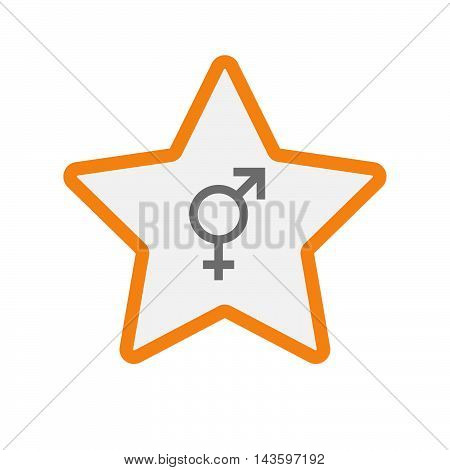 Isolated Line Art Star Icon With A Bigender Symbol