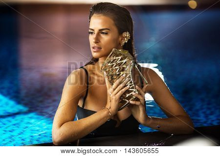 Elegant Brunette Lady Posing.