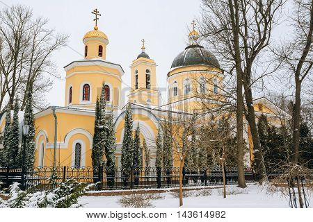 Peter and Paul Cathedral in Gomel, Belarus. Winter season