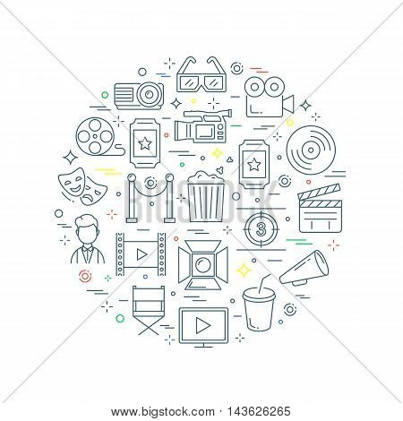 Cinema abstract concept vector illustration line style