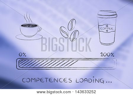 Coffee Icons With Progress Bar Loading Competences