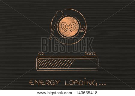 Latte Art Coffee Cup & Progress Bar Loading Energy