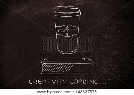 Coffee Tumbler And Progress Bar Loading Creativity