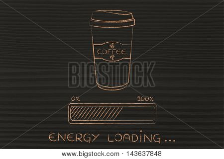 Coffee Tumbler And Progress Bar Loading Energy