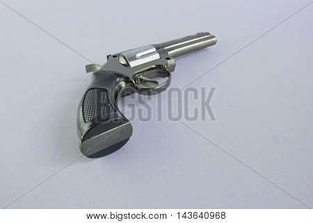 Pistol Revolver Handgun Isolated On White Background.